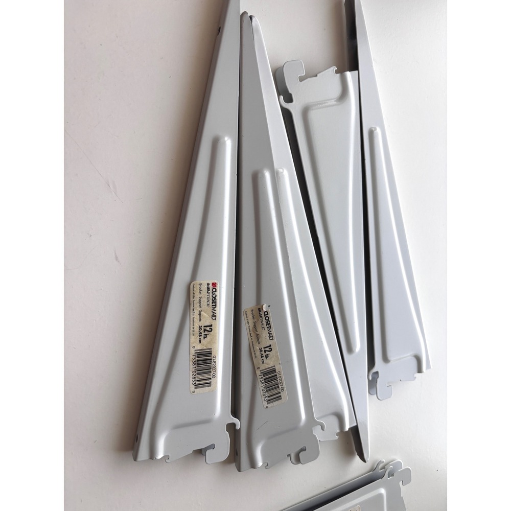 Shelf Brackets ClosetMaid Steel White Slot-in Minimalist Storage 12in 10-pack